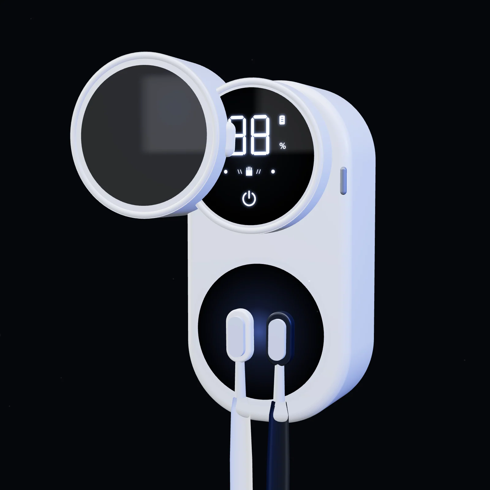Paragon Cove with the rotating cover swung open to show the brush compartment