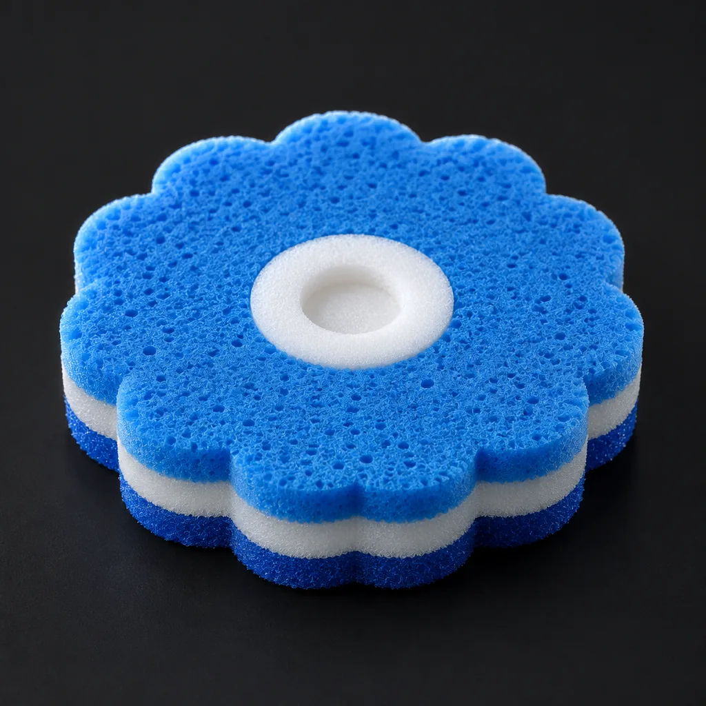 A single blue three-layer head with a white centre ring